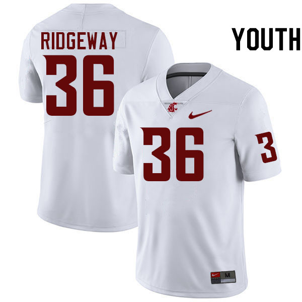 Youth #36 Jalen Ridgeway Washington State Cougars College Football Jerseys Stitched-White